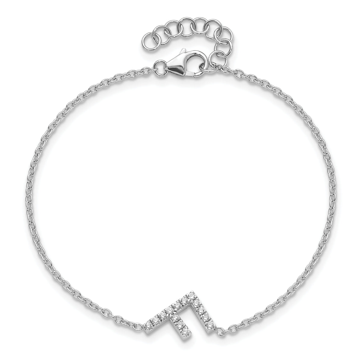 14KW Diamond Sideways Letter F w/ 1in ext. Bracelet-BM9951F-017-WA