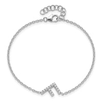 14KW Diamond Sideways Letter F w/ 1in ext. Bracelet-BM9951F-017-WA
