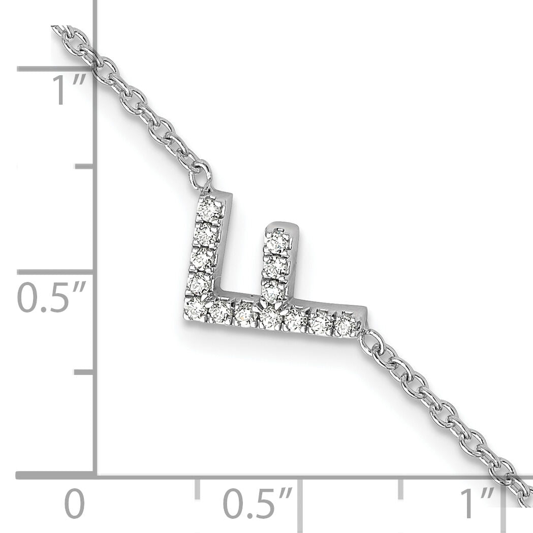 14KW Diamond Sideways Letter F w/ 1in ext. Bracelet-BM9951F-017-WA