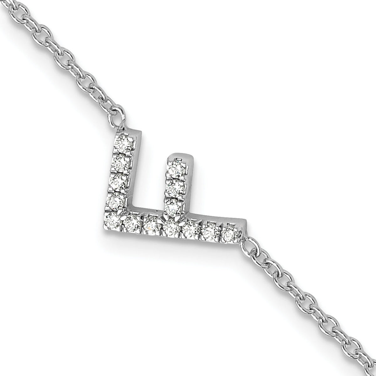14KW Diamond Sideways Letter F w/ 1in ext. Bracelet-BM9951F-017-WA