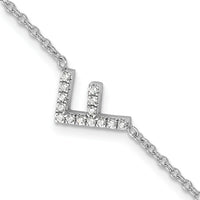 14KW Diamond Sideways Letter F w/ 1in ext. Bracelet-BM9951F-017-WA