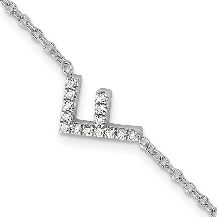 14KW Diamond Sideways Letter F w/ 1in ext. Bracelet-BM9951F-017-WA
