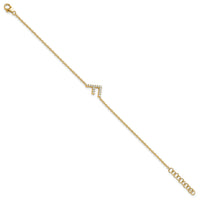 14K Diamond Sideways Letter F w/ 1in ext.Bracelet-BM9951F-017-YA
