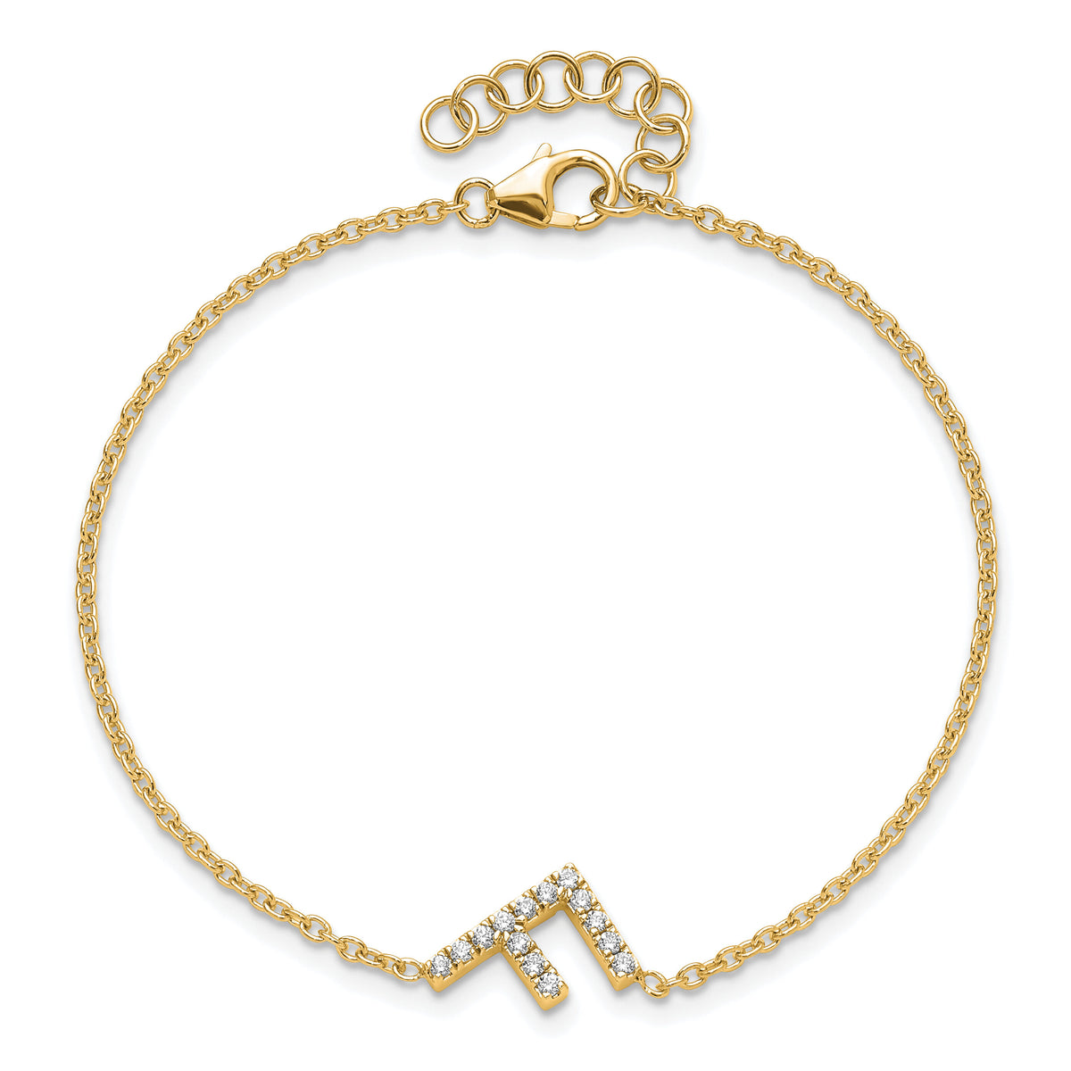 14K Diamond Sideways Letter F w/ 1in ext.Bracelet-BM9951F-017-YA