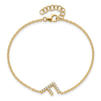 14K Diamond Sideways Letter F w/ 1in ext.Bracelet-BM9951F-017-YA