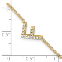 14K Diamond Sideways Letter F w/ 1in ext.Bracelet-BM9951F-017-YA