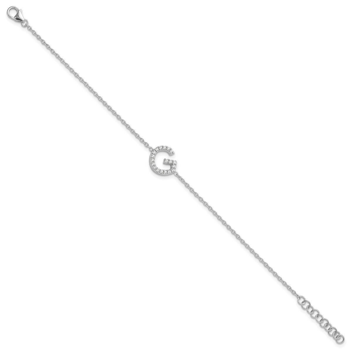 14KW Diamond Sideways Letter G w/ 1in ext. Bracelet-BM9951G-023-WA