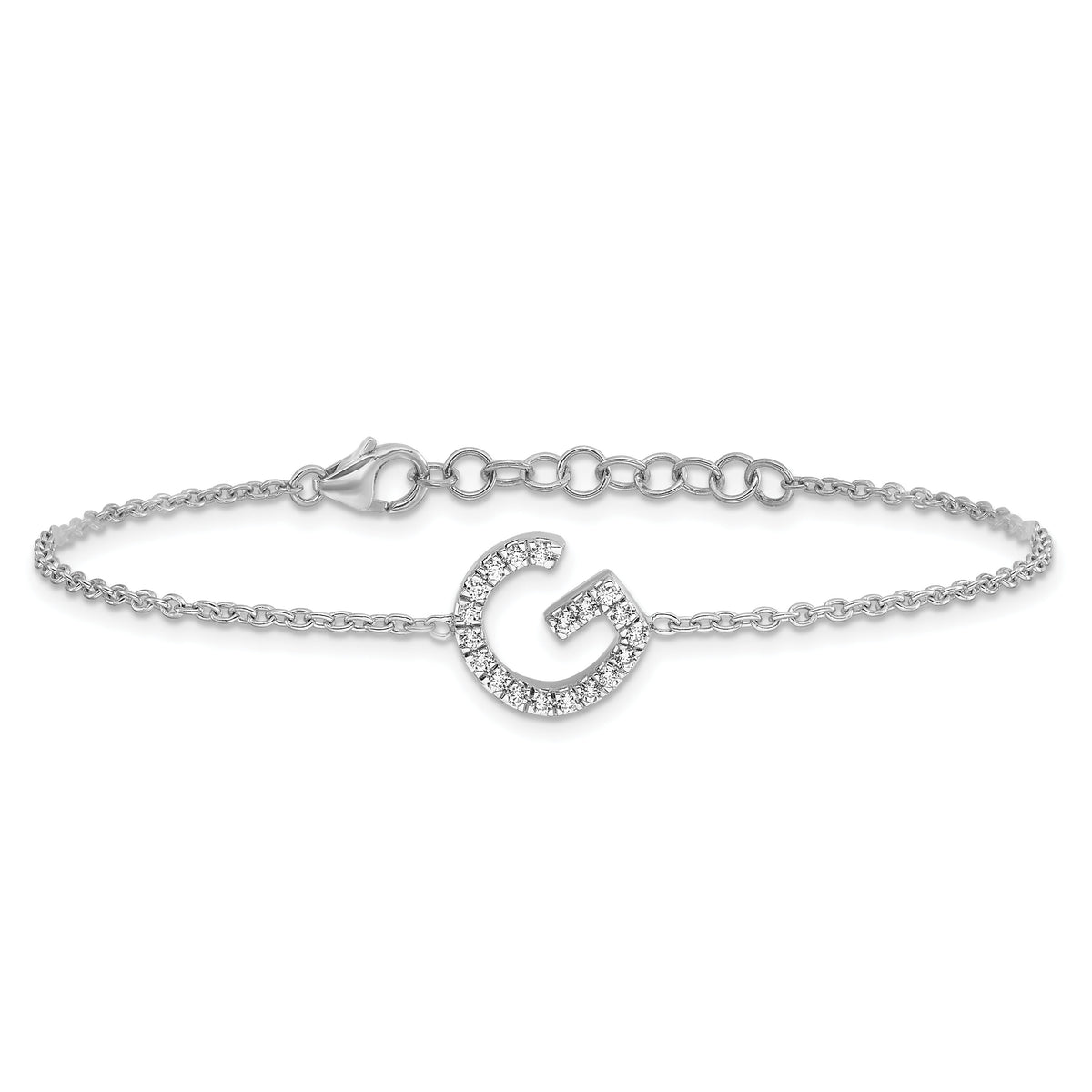 14KW Diamond Sideways Letter G w/ 1in ext. Bracelet-BM9951G-023-WA