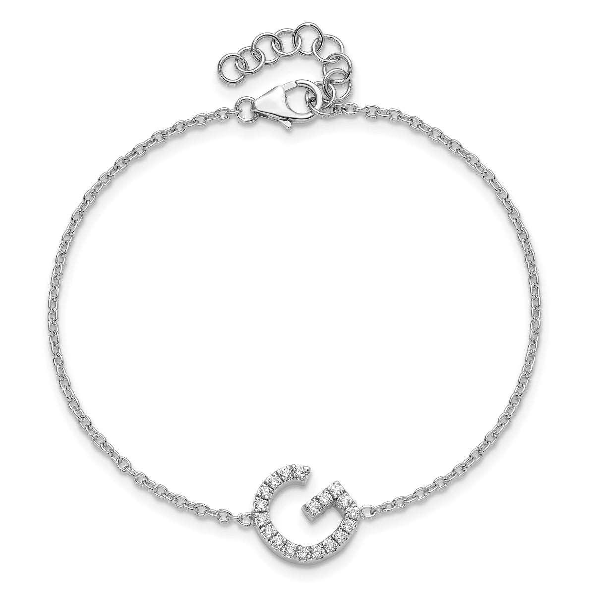14KW Diamond Sideways Letter G w/ 1in ext. Bracelet-BM9951G-023-WA