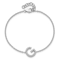 14KW Diamond Sideways Letter G w/ 1in ext. Bracelet-BM9951G-023-WA