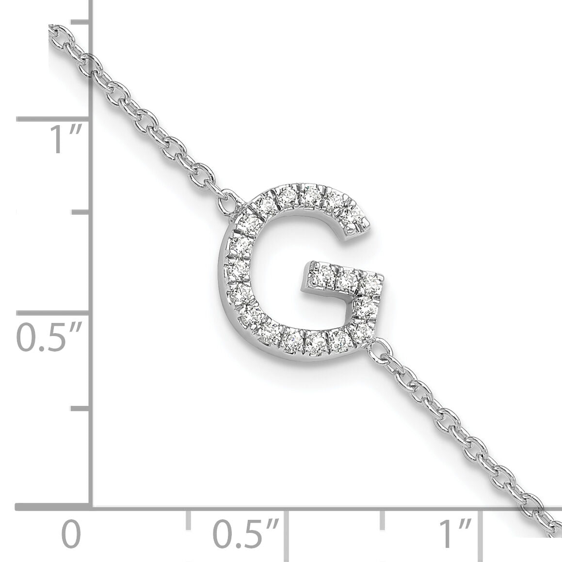 14KW Diamond Sideways Letter G w/ 1in ext. Bracelet-BM9951G-023-WA