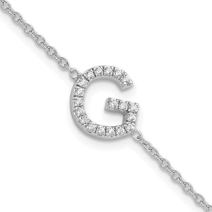 14KW Diamond Sideways Letter G w/ 1in ext. Bracelet-BM9951G-023-WA