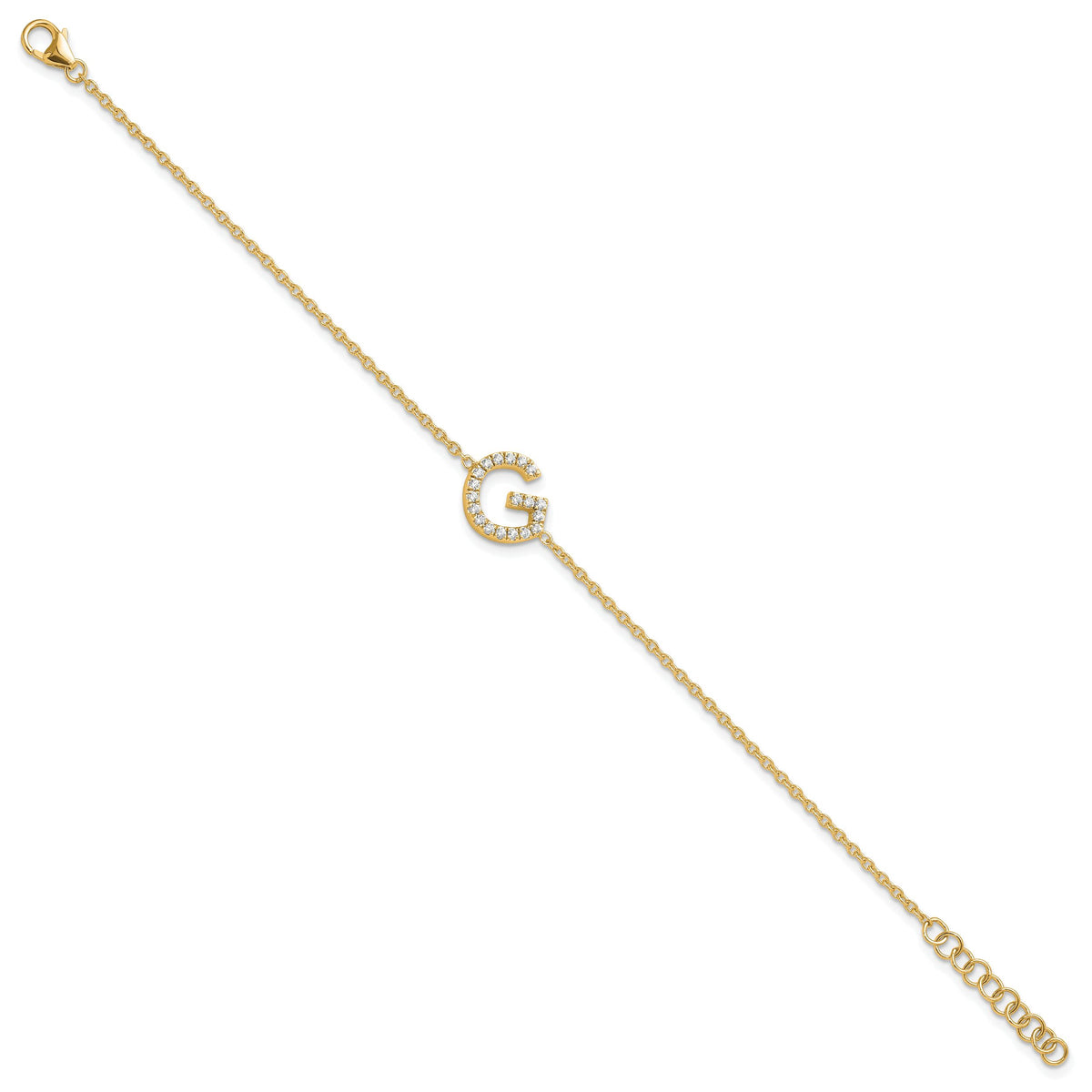 14K Diamond Sideways Letter G w/ 1in ext. Bracelet-BM9951G-023-YA
