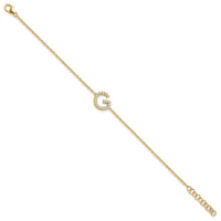 14K Diamond Sideways Letter G w/ 1in ext. Bracelet-BM9951G-023-YA