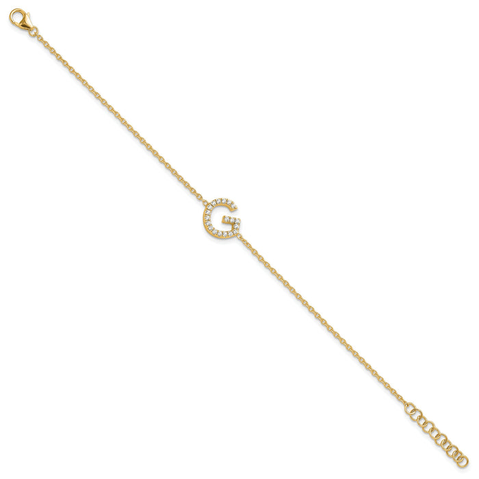 14K Diamond Sideways Letter G w/ 1in ext. Bracelet-BM9951G-023-YA
