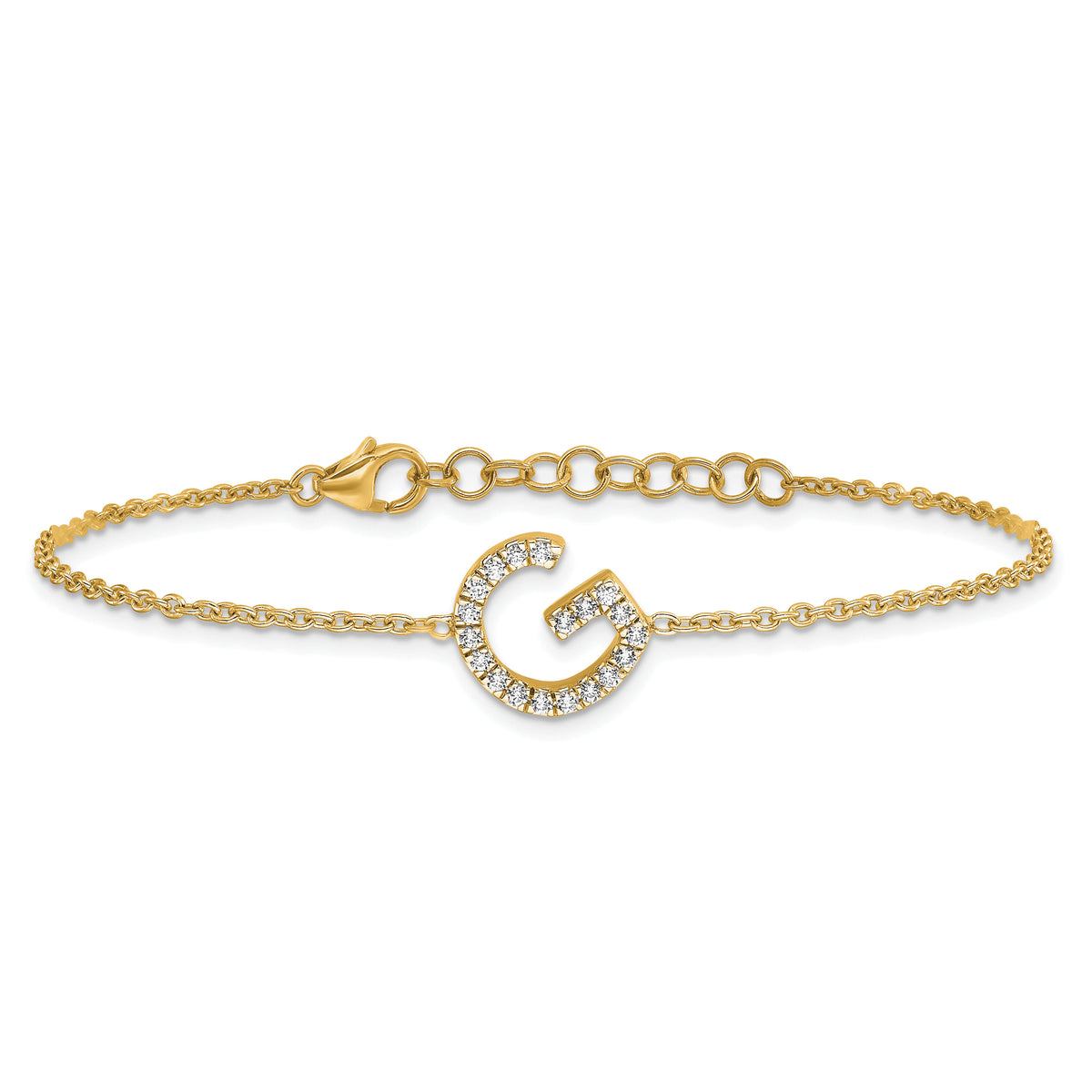 14K Diamond Sideways Letter G w/ 1in ext. Bracelet-BM9951G-023-YA