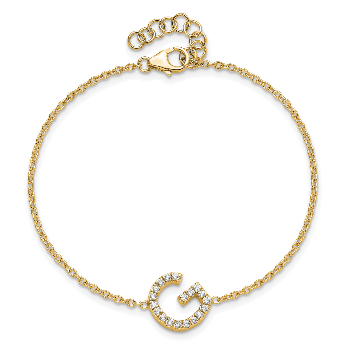 14K Diamond Sideways Letter G w/ 1in ext. Bracelet-BM9951G-023-YA