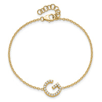 14K Diamond Sideways Letter G w/ 1in ext. Bracelet-BM9951G-023-YA