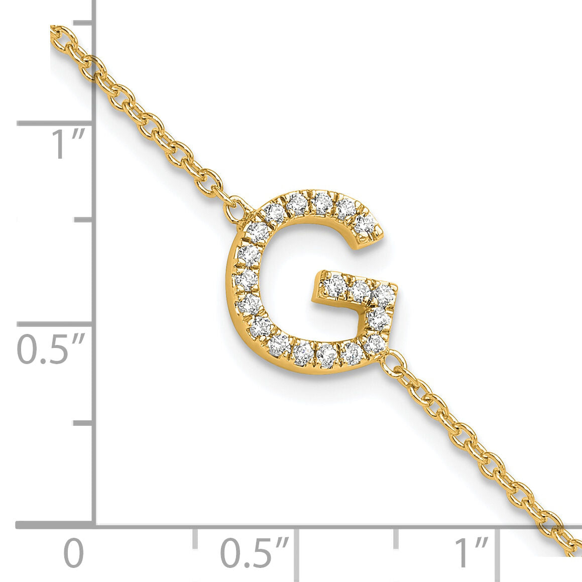 14K Diamond Sideways Letter G w/ 1in ext. Bracelet-BM9951G-023-YA