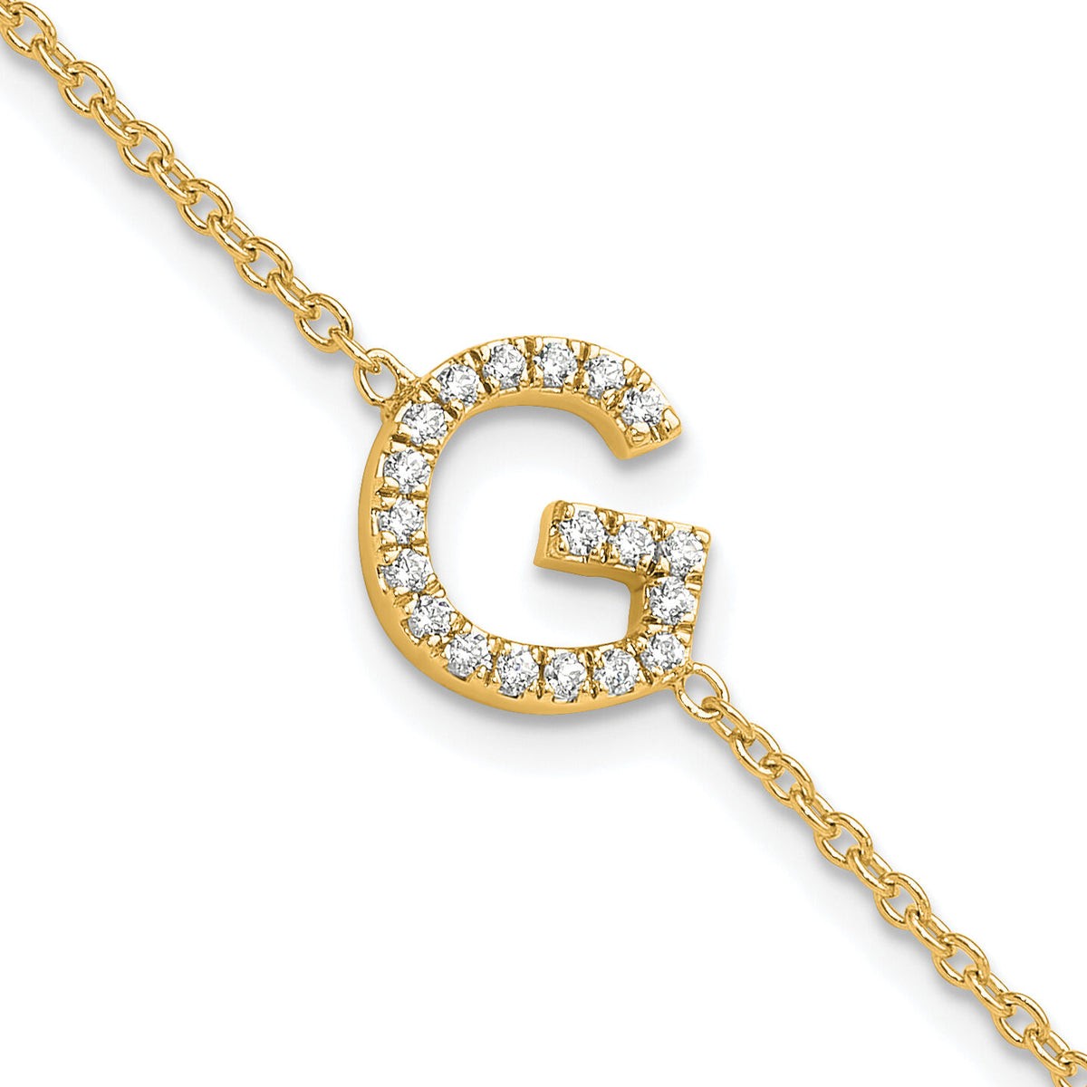 14K Diamond Sideways Letter G w/ 1in ext. Bracelet-BM9951G-023-YA