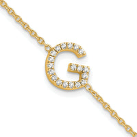 14K Diamond Sideways Letter G w/ 1in ext. Bracelet-BM9951G-023-YA