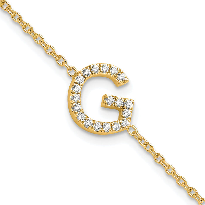 14K Diamond Sideways Letter G w/ 1in ext. Bracelet-BM9951G-023-YA