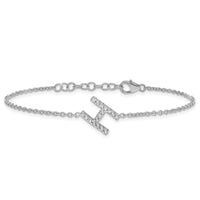 14KW Diamond Sideways Letter H  w/ 1in ext. Bracelet-BM9951H-020-WA