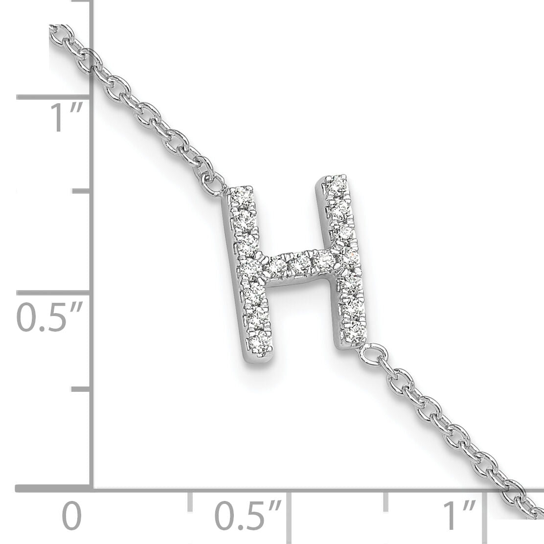 14KW Diamond Sideways Letter H  w/ 1in ext. Bracelet-BM9951H-020-WA