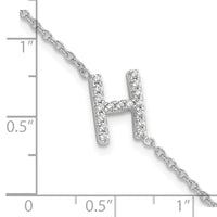 14KW Diamond Sideways Letter H  w/ 1in ext. Bracelet-BM9951H-020-WA