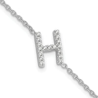 14KW Diamond Sideways Letter H  w/ 1in ext. Bracelet-BM9951H-020-WA