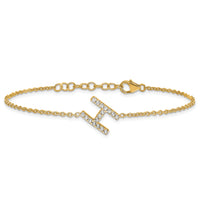 14K Diamond Sideways Letter H  w/ 1in ext. Bracelet-BM9951H-020-YA