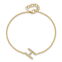 14K Diamond Sideways Letter H  w/ 1in ext. Bracelet-BM9951H-020-YA