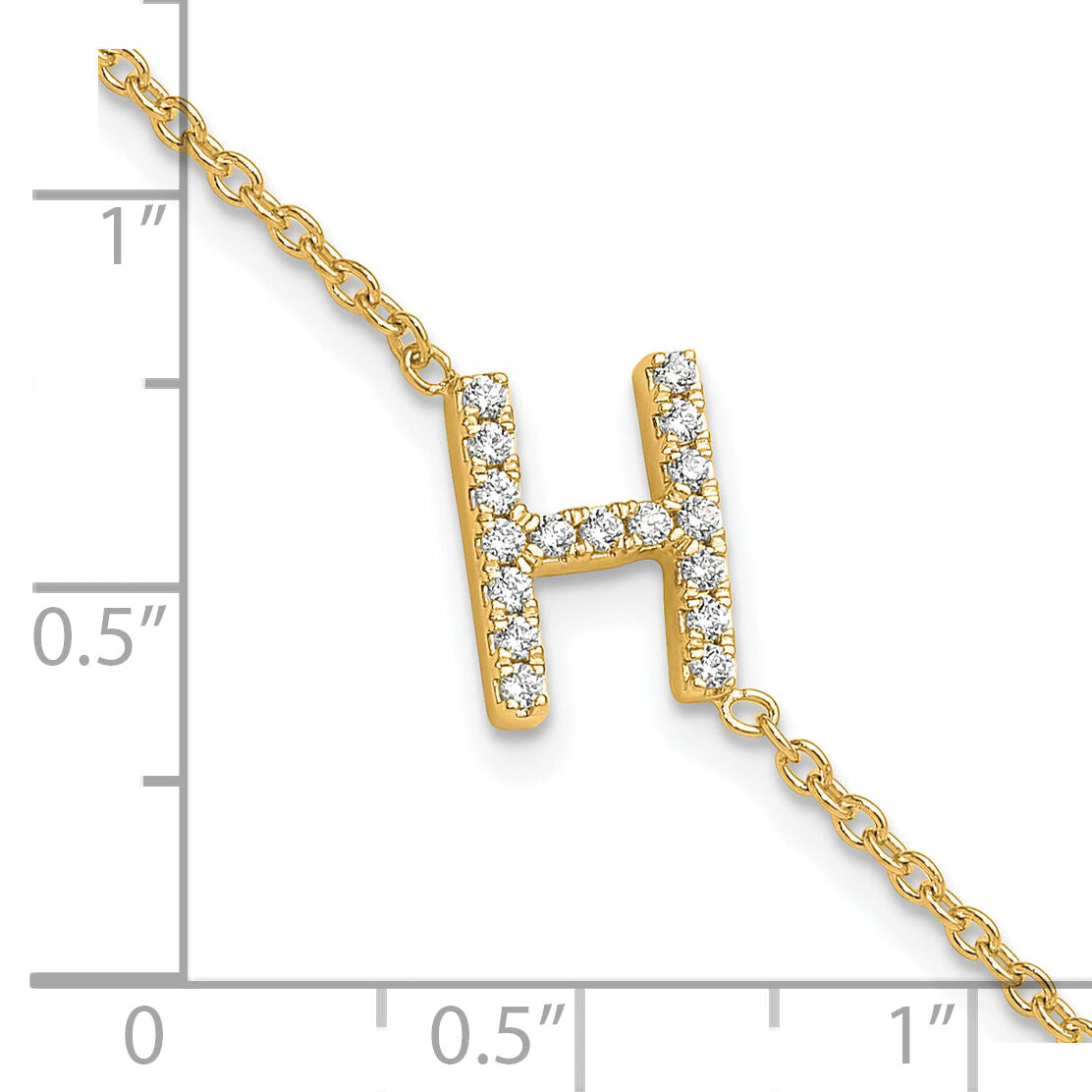14K Diamond Sideways Letter H  w/ 1in ext. Bracelet-BM9951H-020-YA