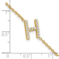 14K Diamond Sideways Letter H  w/ 1in ext. Bracelet-BM9951H-020-YA