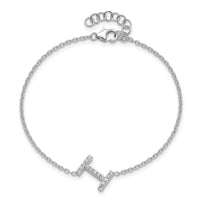 14KW Diamond Sideways Letter I w/ 1in ext. Bracelet-BM9951I-018-WA