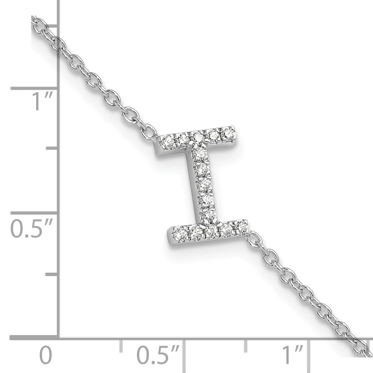 14KW Diamond Sideways Letter I w/ 1in ext. Bracelet-BM9951I-018-WA
