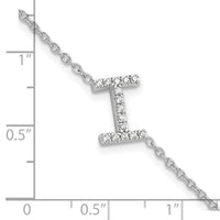 14KW Diamond Sideways Letter I w/ 1in ext. Bracelet-BM9951I-018-WA