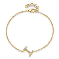 14K Diamond Sideways Letter I w/ 1in ext. Bracelet-BM9951I-018-YA