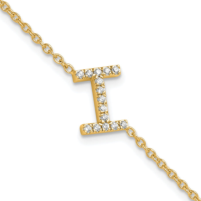 14K Diamond Sideways Letter I w/ 1in ext. Bracelet-BM9951I-018-YA
