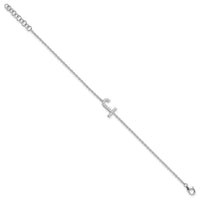 14KW Diamond Sideways Letter J w/ 1in ext. Bracelet-BM9951J-017-WA