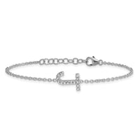 14KW Diamond Sideways Letter J w/ 1in ext. Bracelet-BM9951J-017-WA