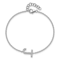 14KW Diamond Sideways Letter J w/ 1in ext. Bracelet-BM9951J-017-WA