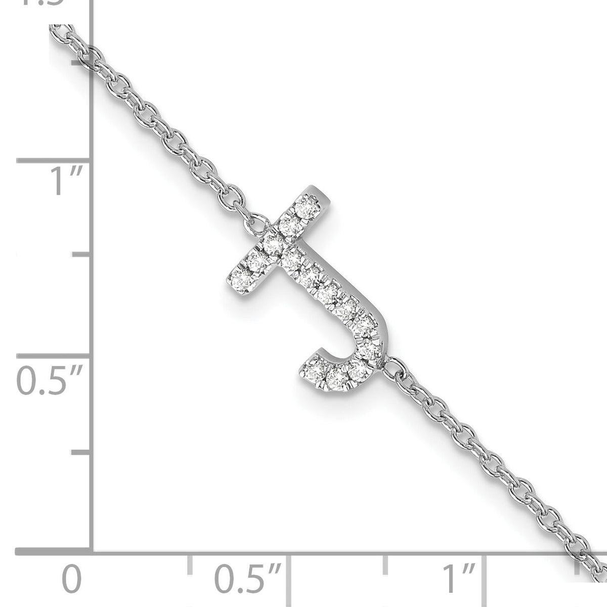 14KW Diamond Sideways Letter J w/ 1in ext. Bracelet-BM9951J-017-WA
