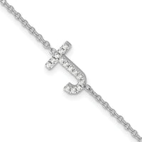 14KW Diamond Sideways Letter J w/ 1in ext. Bracelet-BM9951J-017-WA