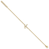 14K Diamond Sideways Letter K w/ 1in ext. Bracelet-BM9951K-019-YA