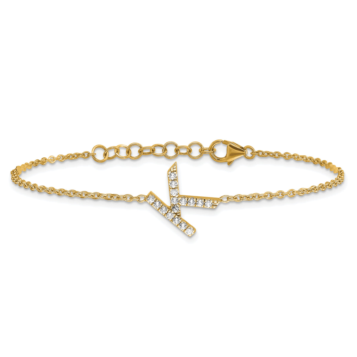 14K Diamond Sideways Letter K w/ 1in ext. Bracelet-BM9951K-019-YA