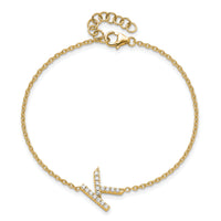 14K Diamond Sideways Letter K w/ 1in ext. Bracelet-BM9951K-019-YA
