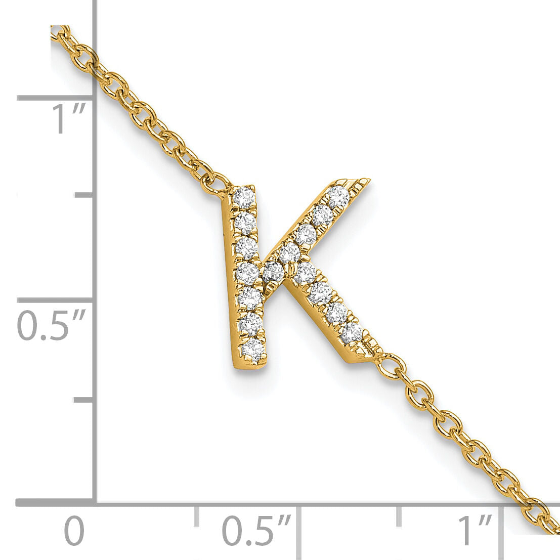 14K Diamond Sideways Letter K w/ 1in ext. Bracelet-BM9951K-019-YA
