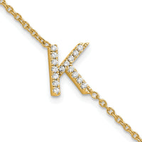 14K Diamond Sideways Letter K w/ 1in ext. Bracelet-BM9951K-019-YA