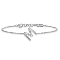 14KW Diamond Sideways Letter M w/ 1in ext. Bracelet-BM9951M-031-WA